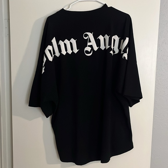 PALM ANGELS. LARGE. T-SHIRT BLACK W/T WHITE LOGO - Picture 2 of 3
